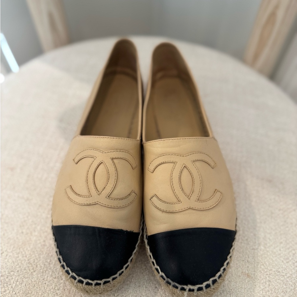 Chanel Beige and Black Espadrilles